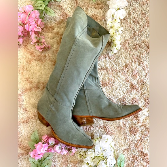 Free People Blue Sway Low Slouch Boots | Light Blue Suede | Women’s Size 39, EU - Picture 3 of 9